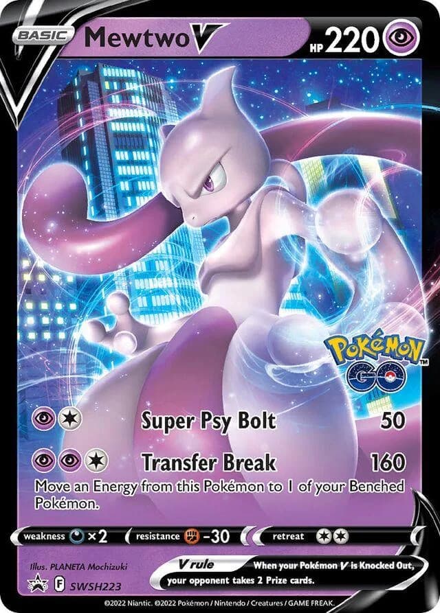 Mewtwo V holo card front, SWSH Black Star Promos SWSH223