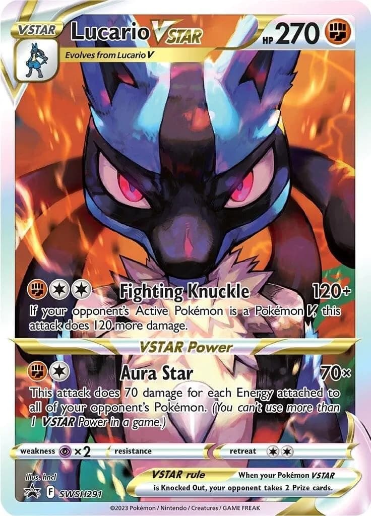 Lucario VSTAR holo card front, SWSH Black Star Promos SWSH291