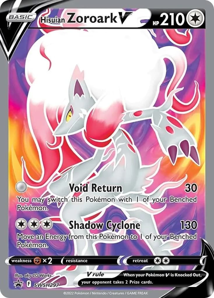 Hisuian Zoroark V holo card front, SWSH Black Star Promos SWSH297