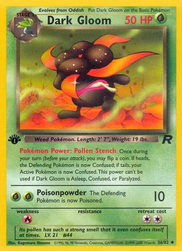 1st Edition Dark Gloom card front, Team Rocket 36/82