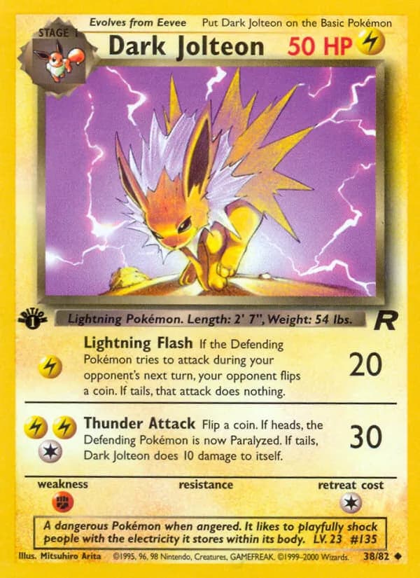 Dark Jolteon card front, Team Rocket 38/82