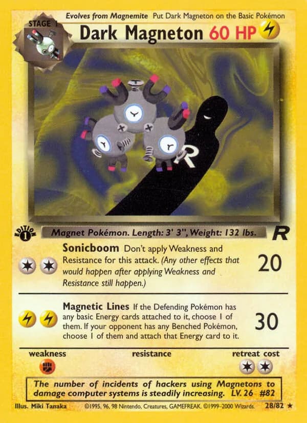 1st Edition Dark Magneton card front, Team Rocket 28/82