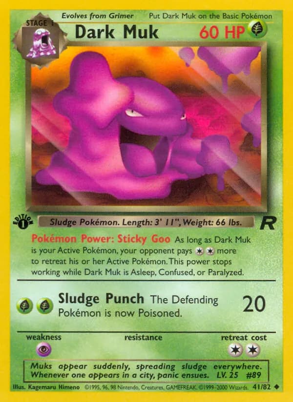 1st Edition Dark Muk card front, Team Rocket 41/82