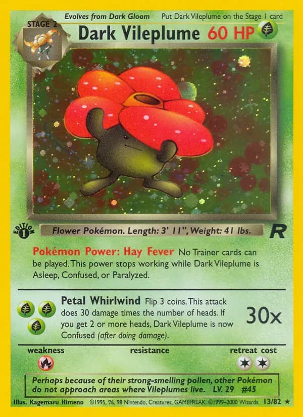 1st Edition Dark Vileplume card front, Team Rocket 13/82