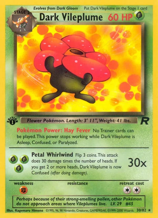 1st Edition Dark Vileplume card front, Team Rocket 30/82