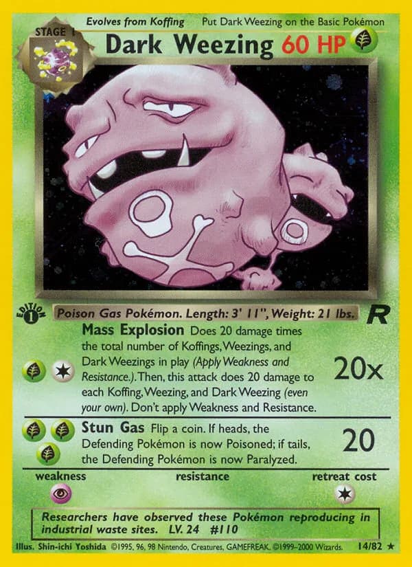 1st Edition Dark Weezing card front, Team Rocket 14/82