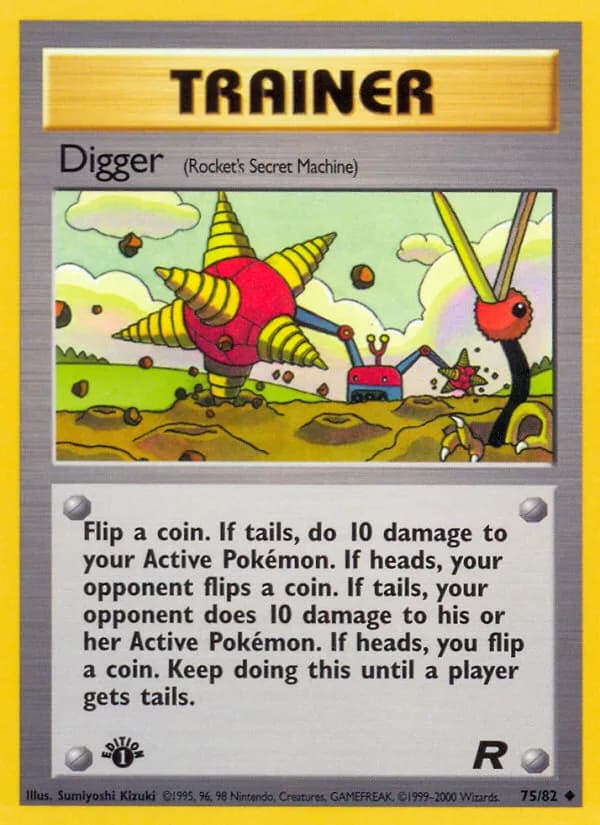 1st Edition Digger card front, Team Rocket 75/82