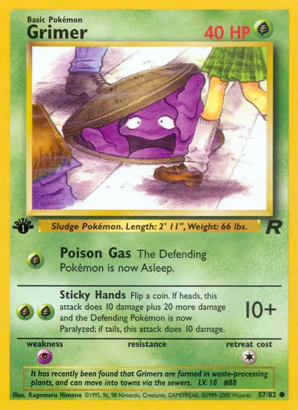 1st Edition Grimer card front, Team Rocket 57/82