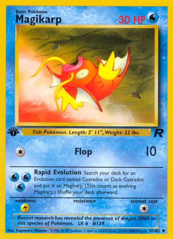1st Edition Magikarp card front, Team Rocket 47/82