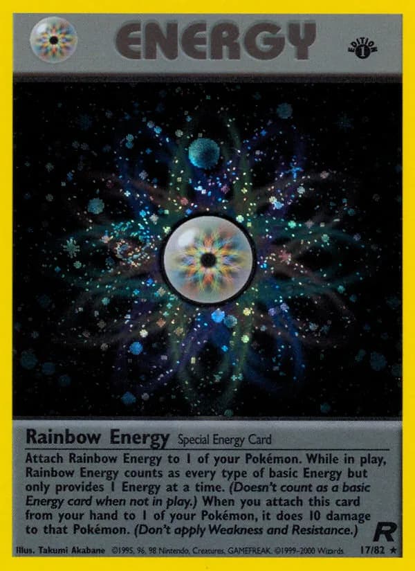 1st Edition Rainbow Energy card front, Team Rocket 17/82
