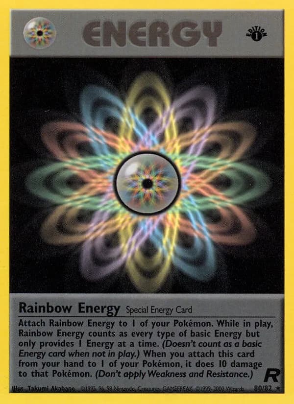 1st Edition Rainbow Energy card front, Team Rocket 80/82