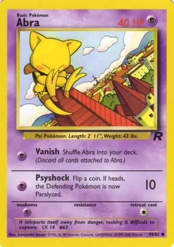 Unlimited Abra card front, Team Rocket 49/82