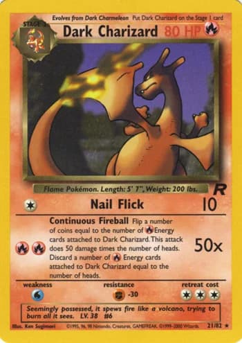 Unlimited Dark Charizard non-holo card front, Team Rocket 21/82