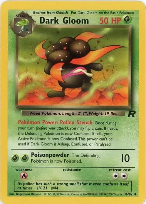 Unlimited Dark Gloom card front, Team Rocket 36/82