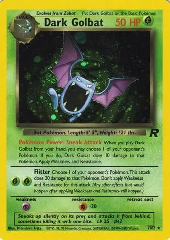 Unlimited Dark Golbat card front, Team Rocket 7/82