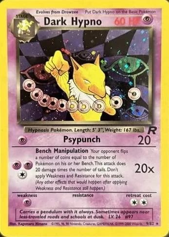Unlimited Dark Hypno card front, Team Rocket 9/82