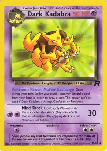 Unlimited Dark Kadabra card front, Team Rocket 39/82