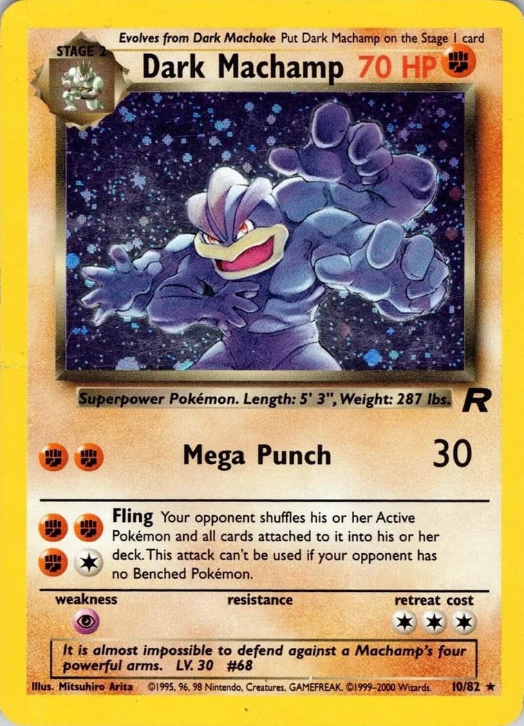 Unlimited Dark Machamp card front, Team Rocket 10/82