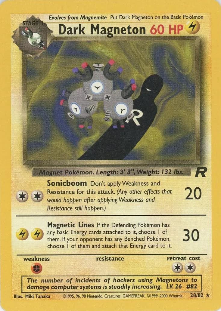 Unlimited Dark Magneton card front, Team Rocket 28/82