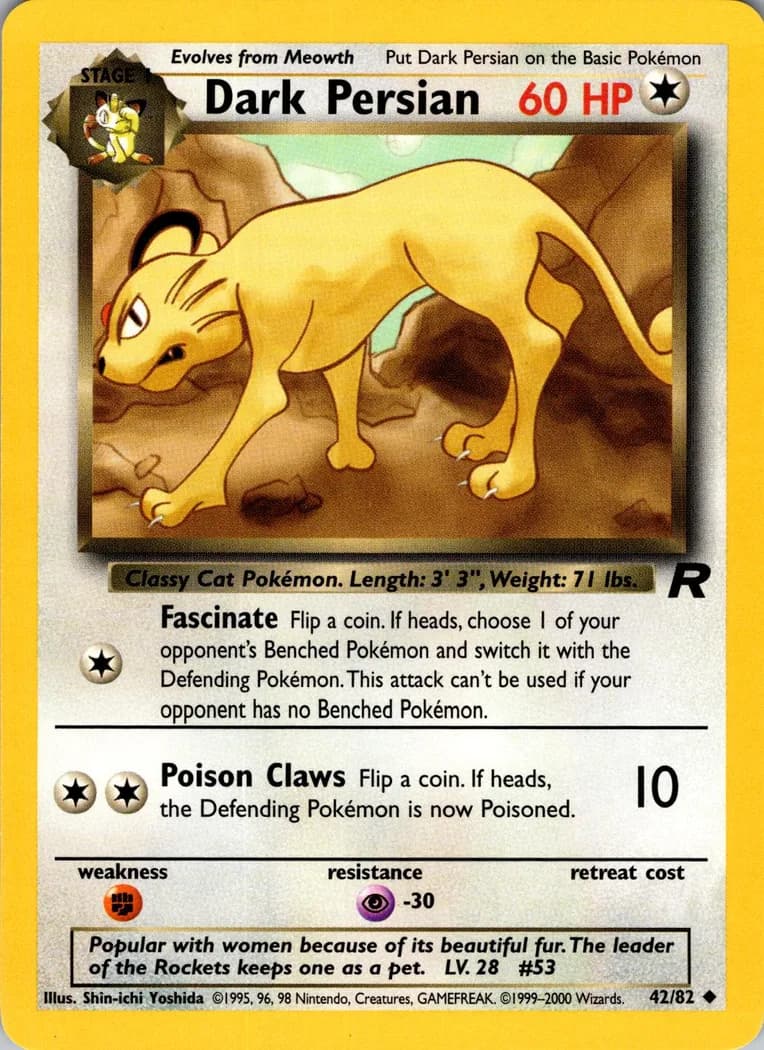 Unlimited Dark Persian card front, Team Rocket 42/82