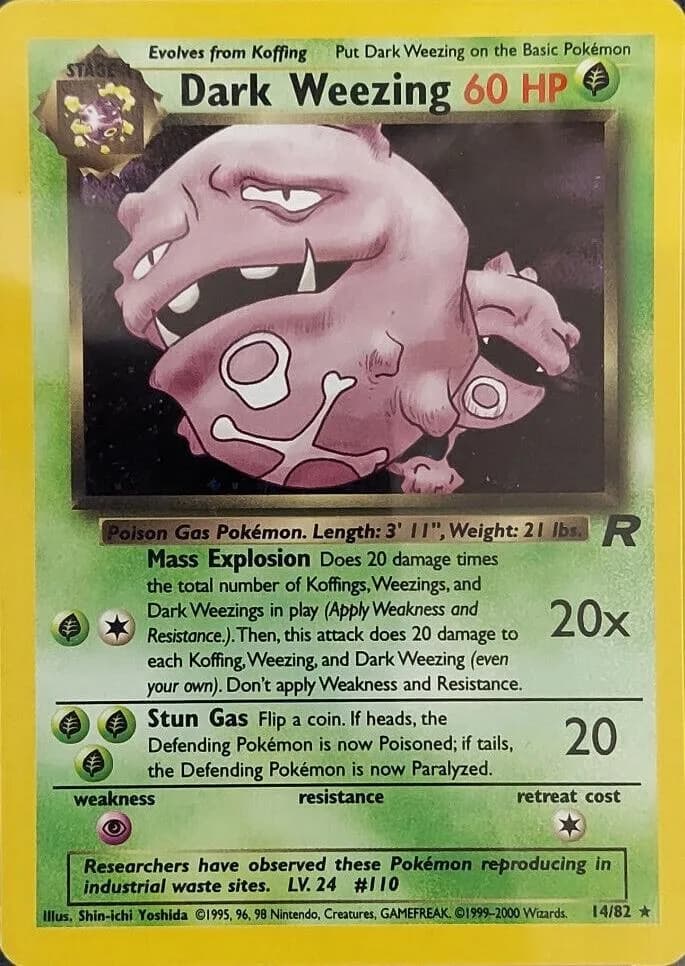 Unlimited Dark Weezing card front, Team Rocket 14/82