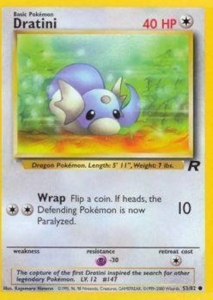 Unlimited Dratini card front, Team Rocket 53/82