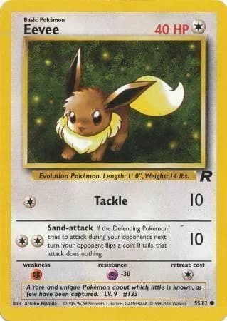 Unlimited Eevee card front, Team Rocket 55/82