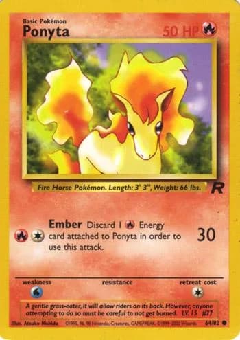 Unlimited Ponyta card front, Team Rocket 64/82