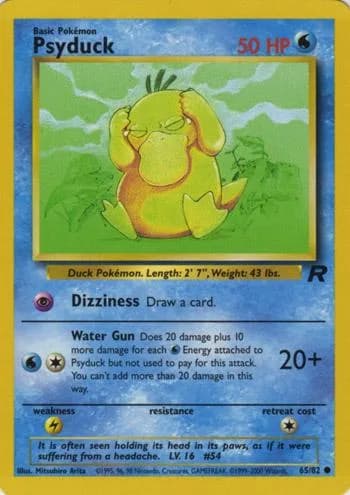 Unlimited Psyduck card front, Team Rocket 65/82