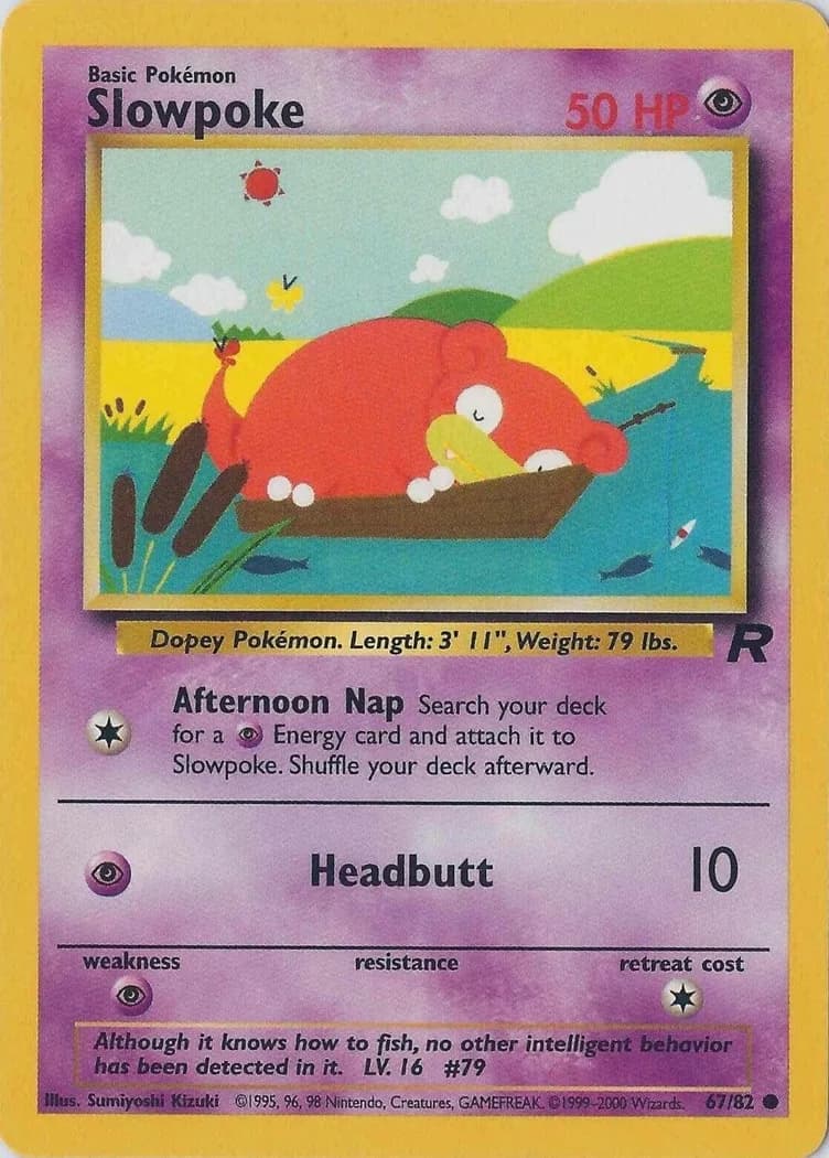 Unlimited Slowpoke card front, Team Rocket 67/82