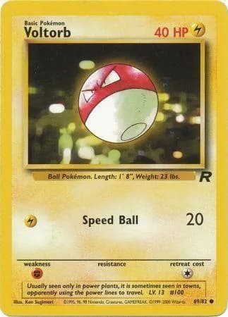 Unlimited Voltorb card front, Team Rocket 69/82