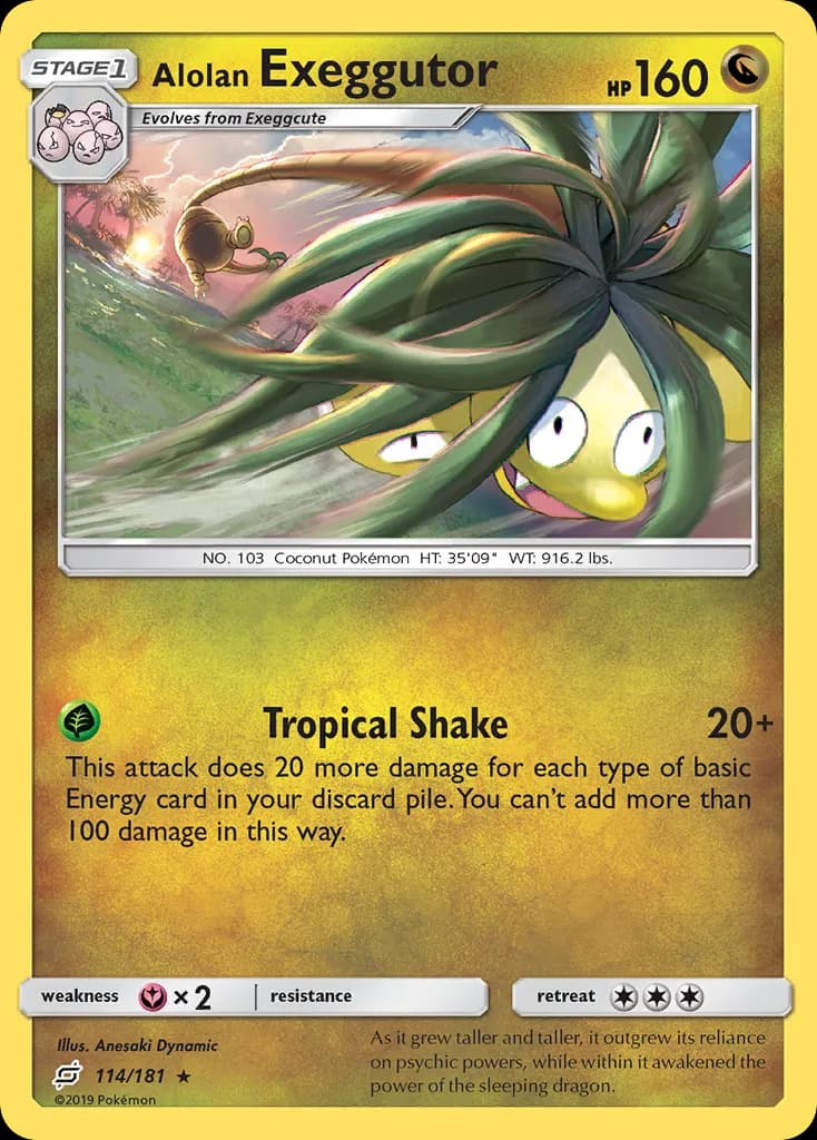 Team Up Alolan Exeggutor card front, 114/181