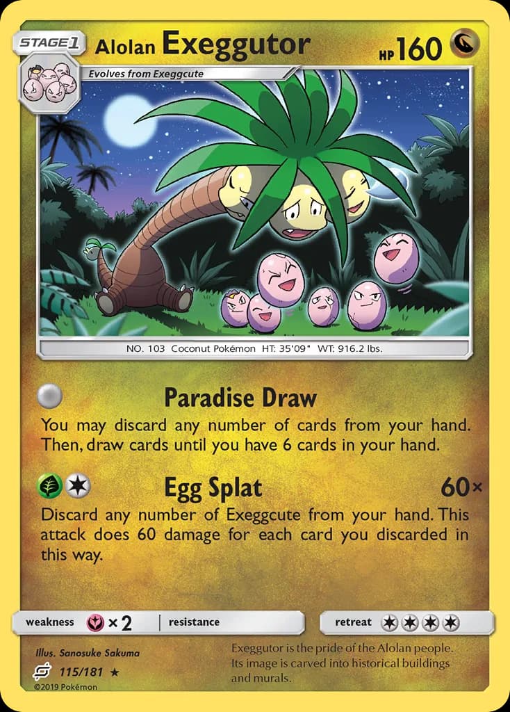 Team Up Alolan Exeggutor card front, 115/181