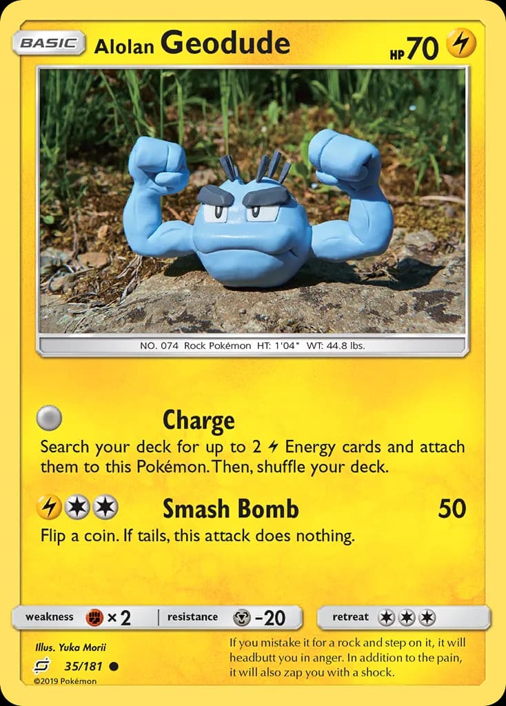 Team Up Alolan Geodude card front, 35/181