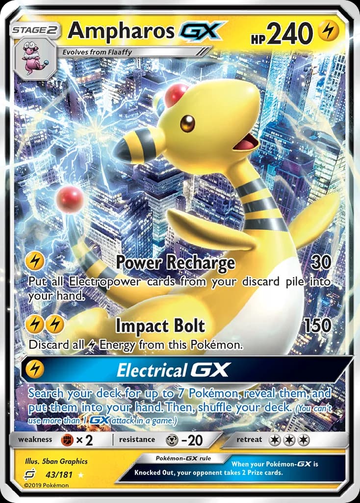 Ampharos-GX card front, Team Up 43/181