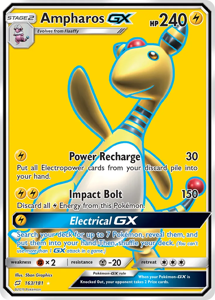 Ampharos-GX card front, Team Up 163/181