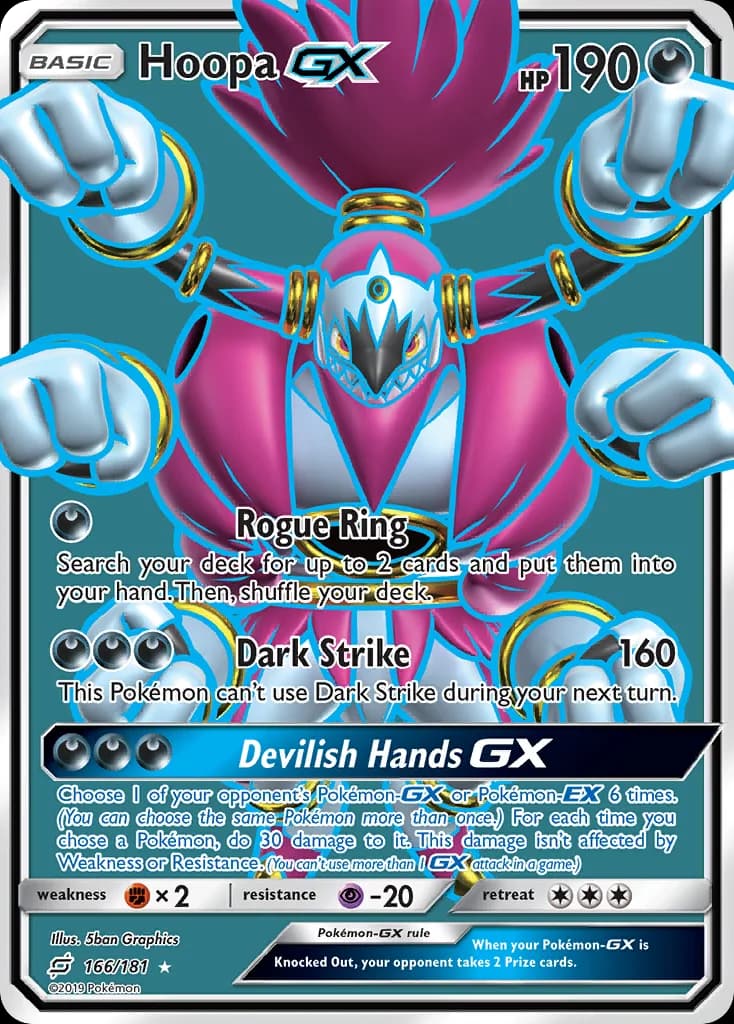 Team Up Hoopa-GX card front, 166/181