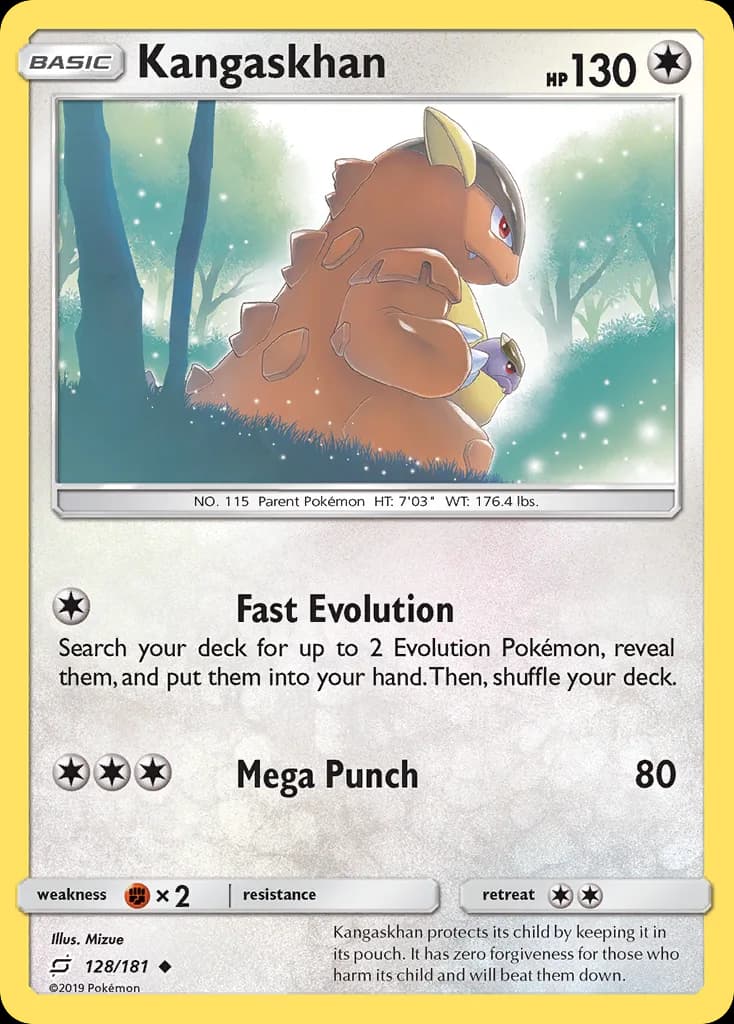 Kangaskhan, Team Up 128/181, English non-holo base-card reference; reverse-holo finish is not shown