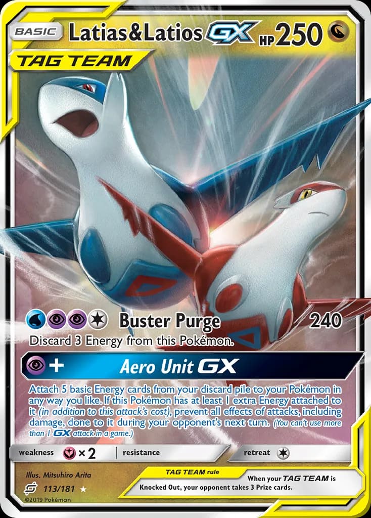 Team Up Latias & Latios-GX card front, 113/181