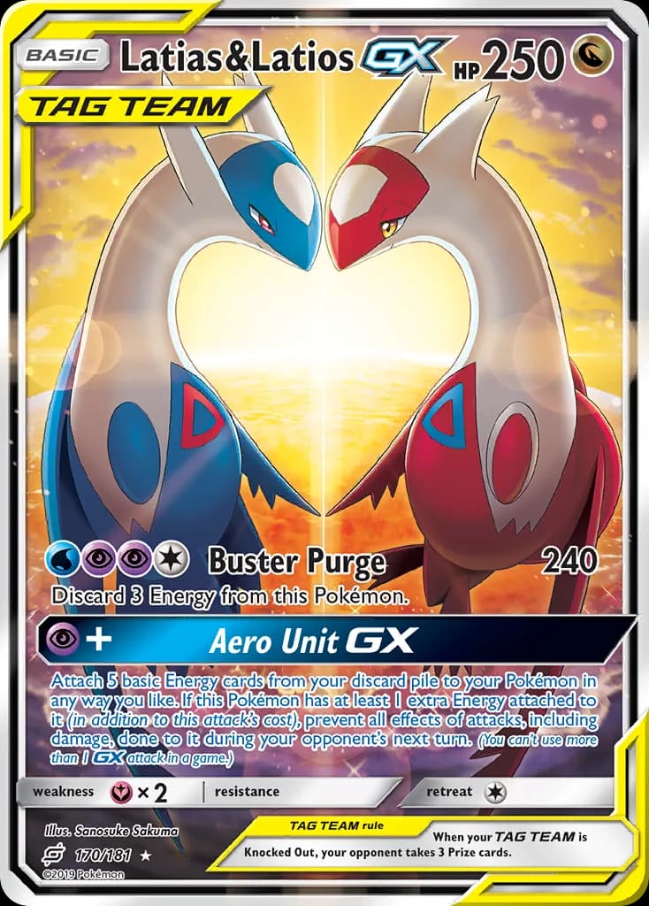 Team Up Latias & Latios GX card front, 170/181