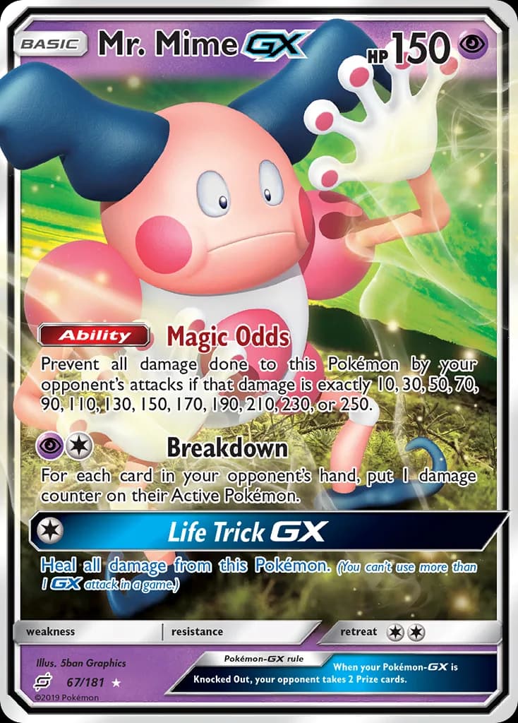 Team Up Mr. Mime-GX card front, 67/181
