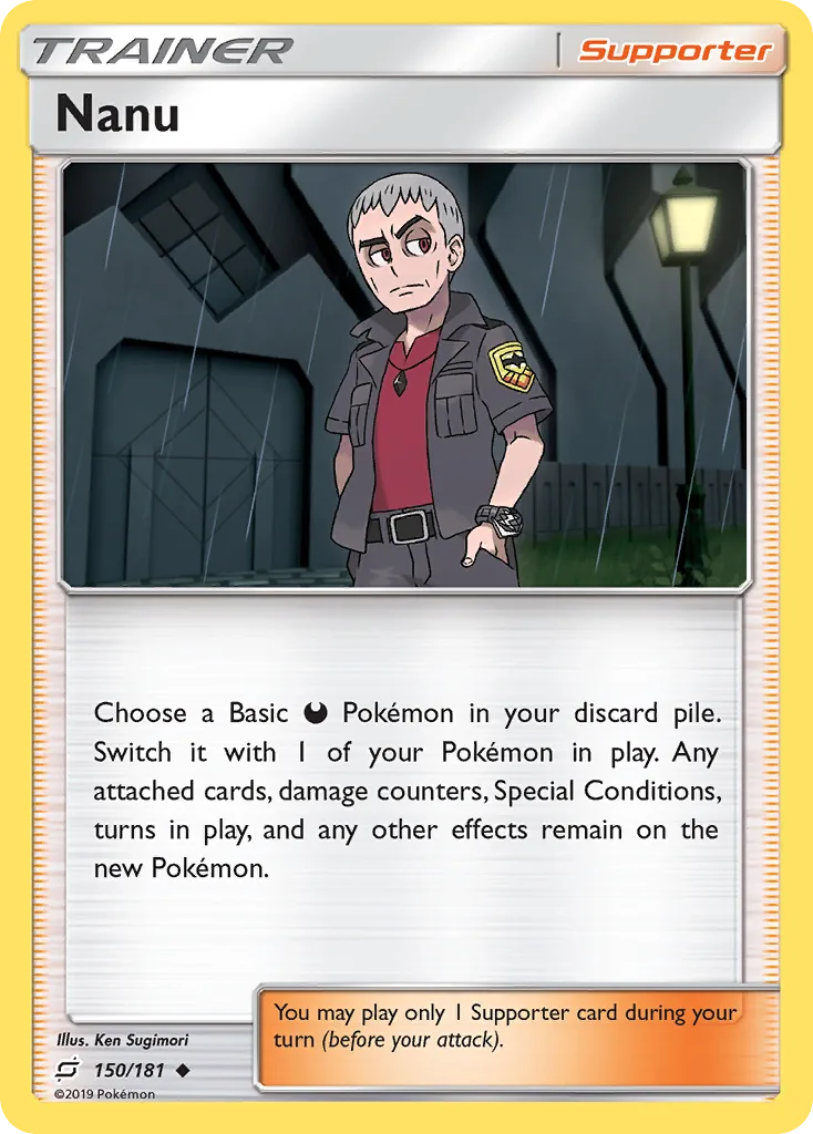 Nanu, Team Up 150/181, English non-holo base-card reference; reverse-holo finish is not shown