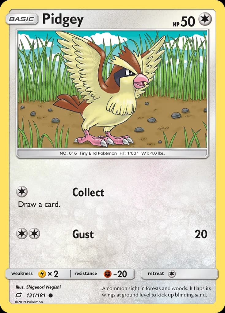 Team Up Pidgey card front, 121/181