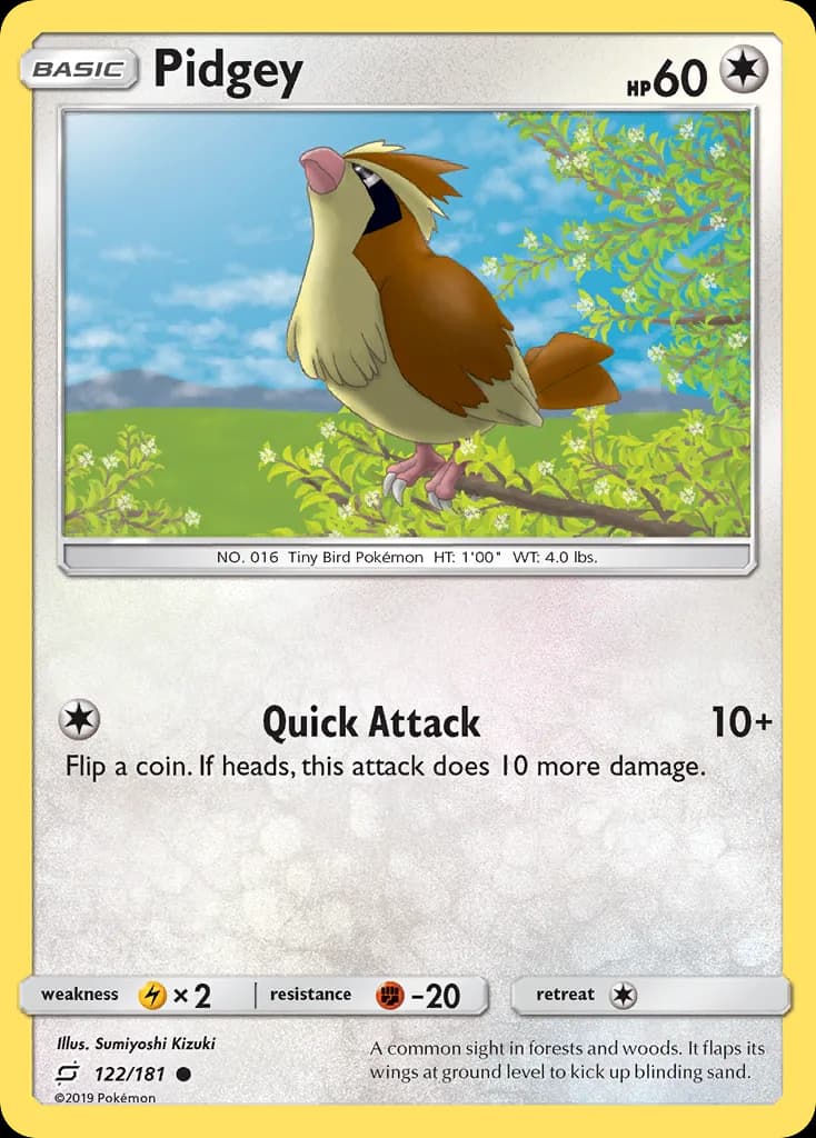 Team Up Pidgey card front, 122/181