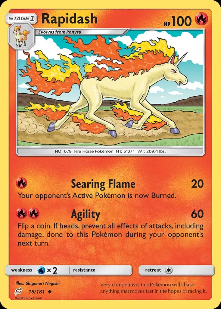 Team Up Rapidash card front, 18/181