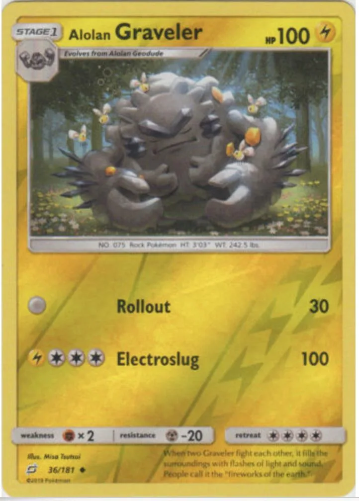 Alolan Graveler reverse holo card front, Team Up 36/181