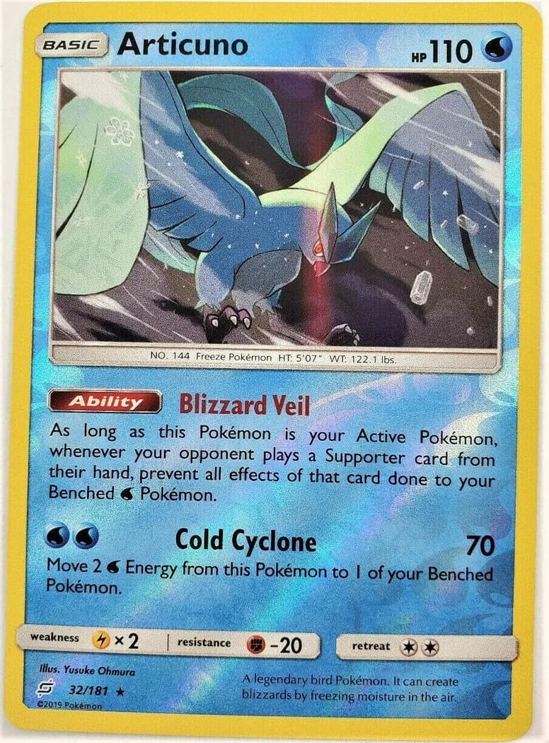 Articuno reverse holo card front, Team Up 32/181