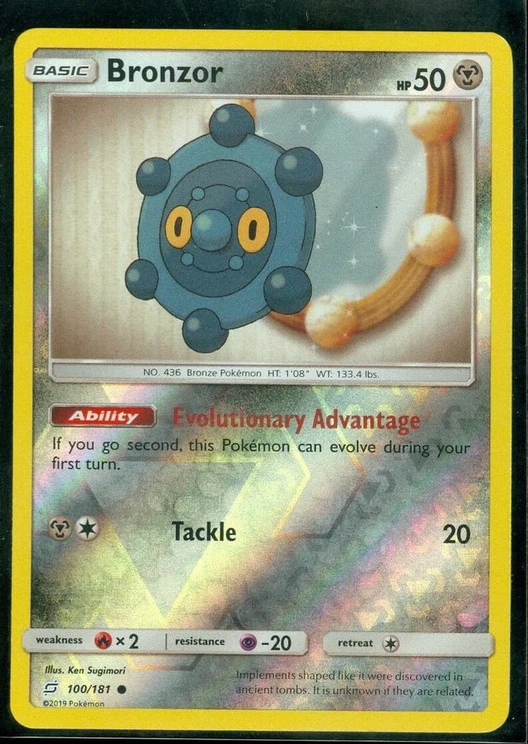 Bronzor reverse holo card front, Team Up 100/181