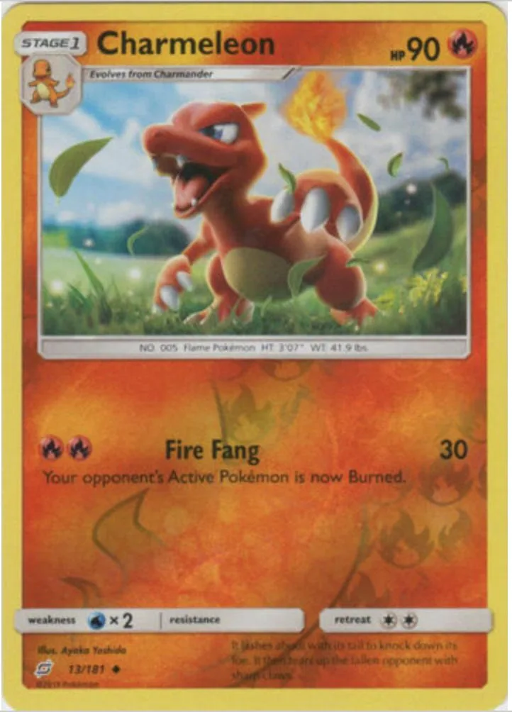 Charmeleon reverse holo card front, Team Up 13/181
