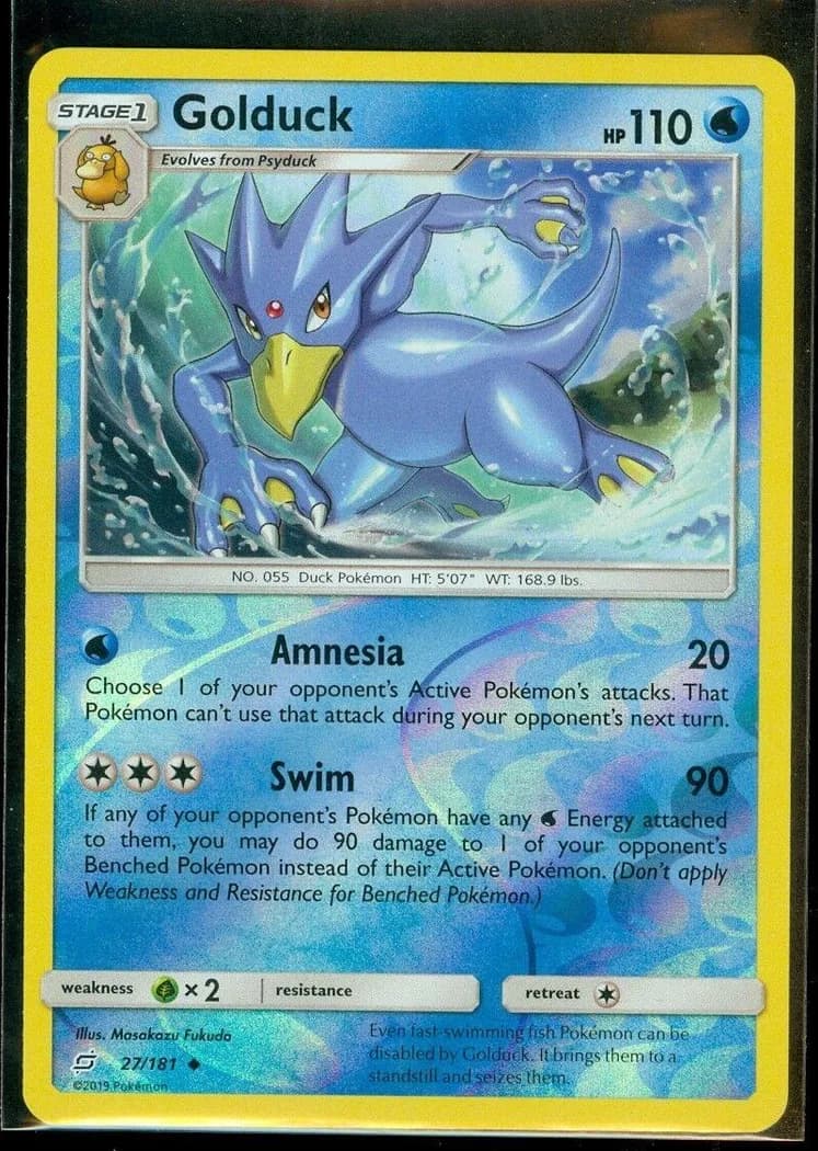 Golduck reverse holo card front, Team Up 27/181
